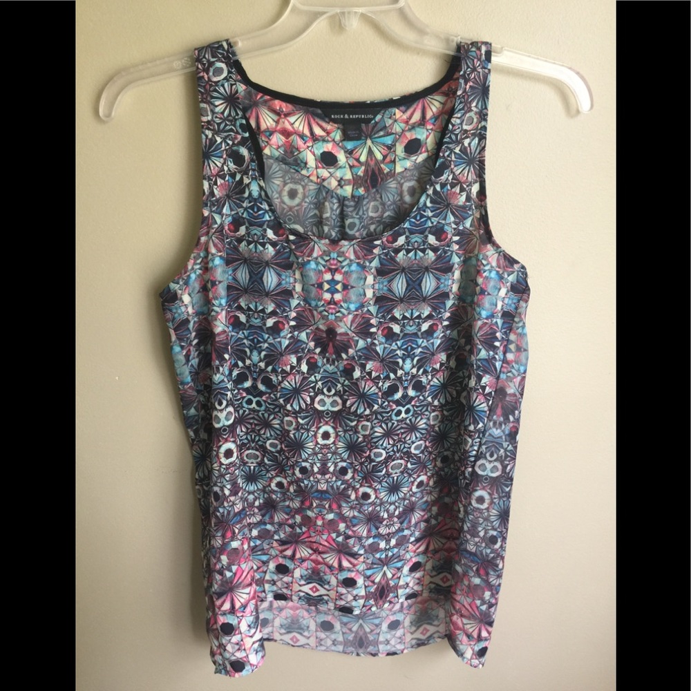 Rock & Republic Size Small Kaleidoscope Print Top